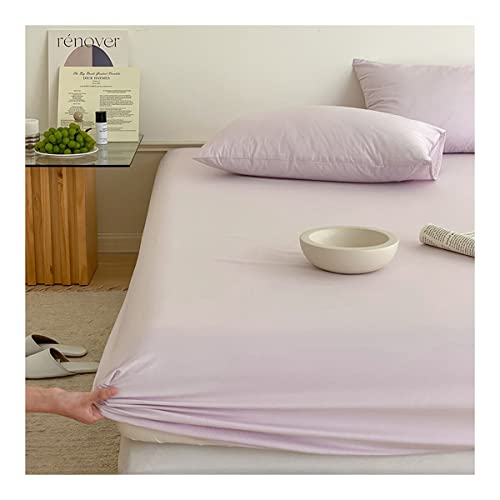 OBONG Sábana Bajera Ajustable Elástica 100% Algodón No Hace Bolas Cómoda Fundas Protectoras hasta 30cm De Colchons Antiarrugas Fácil NoPlanchado Sábanas (Color : Purple B, Size : 120x200cm+20cm)