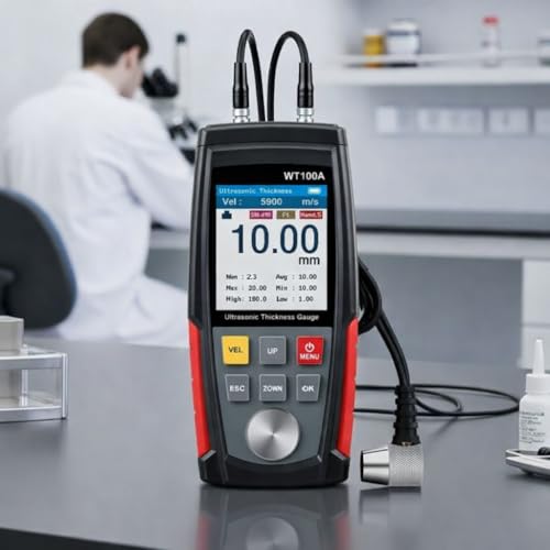 Image of LABART Digital Ultrasonic Thickness Gauge Meter with Certificate, Range 0.039 to 11.8 inch with Probe for Measuring Materials, Steel, Silver, Plastic, Glass, PVC, Pipes with Certificate