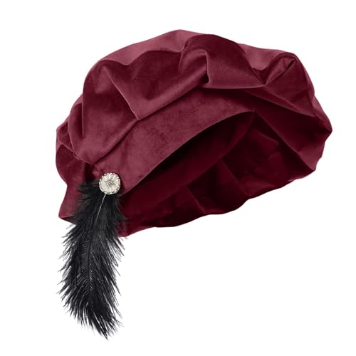 Chapeau médiéval casquette à plumes Halloween événement cosplay adulte