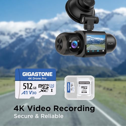 GIGASTONE Karta micro SD 512 GB, 4K Drone Pro, karta pamięci MicroSDXC do kamery Wyze Cam, kamery bezpieczeństwa, drona DJI lub kamery akcji, nagrywanie wideo 4K, UHS-I U3 A1 V30, 100 MB/s, z