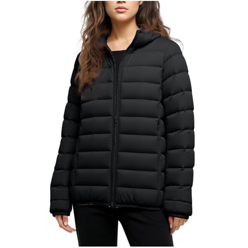Chaquetas acolchadas de invierno para mujer, chaqueta ligera de plumón acolchada, abrigo de manga larga con capucha y cremallera, ropa exterior cálida acolchada para mujer, ropa exterior cálida para