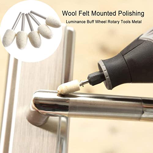 Polishing Buffing Wheels Set,Wool Felt Mounted Mandrel Grinding Bits Grinder Head Polish Watch Jewelry Rotary Tool Accessories Attachment - For Dremel 1/8 Inch Shank （38Pieces ） #TOP3