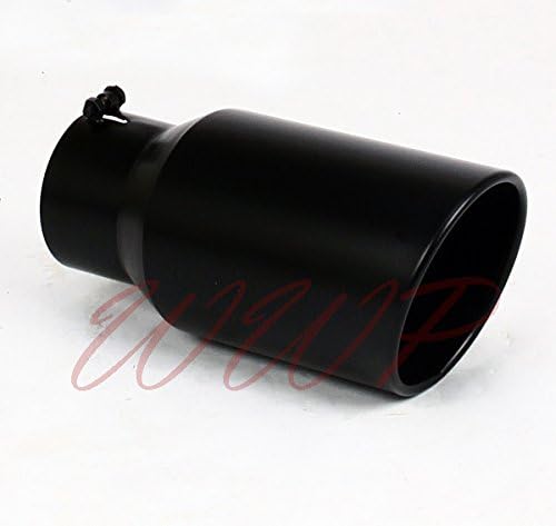 Stainless Steel Black Coated Angle Cut Roll End Exhaust Tip 2.50" Inlet 4" Outlet 12" Length