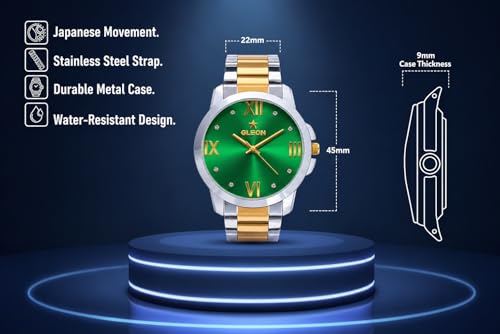 Image of GLEON Luxury Men's Numerology Watch | Water Resistant | Analog Type with Japanese Movement | Timepiece for Growth and Success with 1 Year Warranty - (Pack of 1)