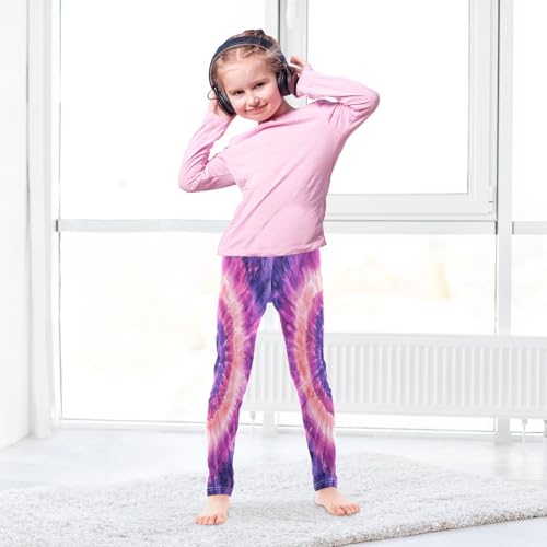Boccsty Tie Dye Pattern Purple Pink Girls Leggings Kids Yoga Pants Dance Active Tights 4T4