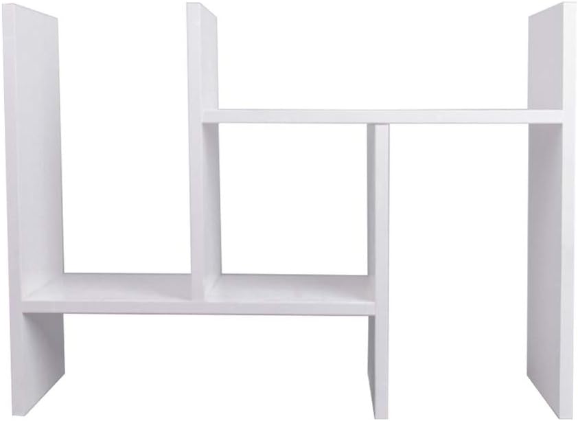 File Magazine Holder Wood Desktop Organizer Multipurpose Desk Bookshelf Display Shelf Rack Counter Top Bookcase for Office Home White Desk File Organiser