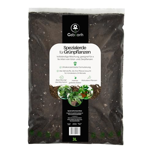 GebEarth® | Blumenerde für Grünpflanzen | Langfristige Nährstoffe und gesundes Wachstum | Erde für Monstera, Efeu, Dracaena und alle Arten von Grünpflanzen【3L】