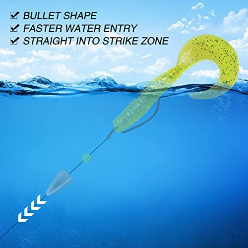 image for AGOOL Fishing Weights Sinkers, 50pcs Bullet Fishing Sinkers Worm Weigh