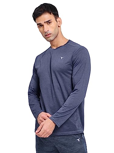 Image of TECHNOSPORT Men's Slim Fit Full Sleeve Round Neck T-Shirt, Double Cool Quick Dry Moisture Wicking Stretchable Sports Gym and Casual Wear
