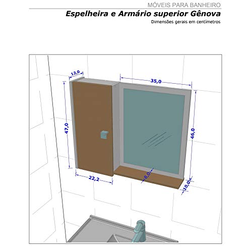 Espelheira Gênova Branco Ripado BECHARA FURNITURE Marrom