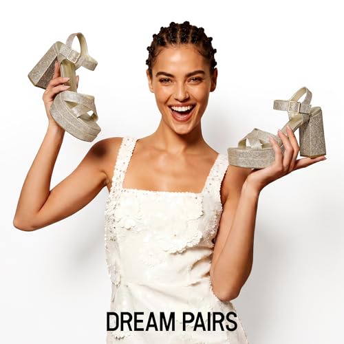 DREAM PAIRS Women's Platform Sandals Chunky Heels Square Open Toe Ankle Strap High Heeled Sandals Y2K Shoes for Party Brunch,Size 8,Gold-Glitter,SDHS2330W by DREAM PAIRS - Image 9