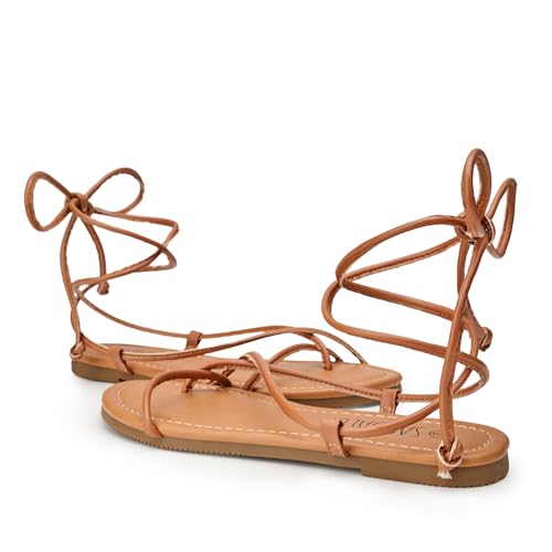 SANDALUP Sandals Women Dressy Strappy Gladiator Dress Summer Lace up Flat Sandals for Women2