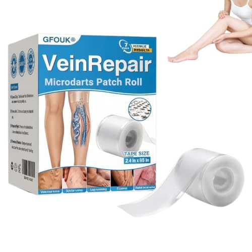 GFOUK Vein Repair Microdarts Patch Roll, 2026 New Professional Varicose Veins Treatment for Legs Patch,Varicose Veins Treatment Patch- Improves Blood Circulation,Leg Treatment for All Skin Types (1PC)