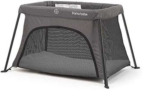 Lightweight Foldable Travel Crib, Portable Crib for Baby Travel, Portable Playard with Carry Bag for Infant Toddler Newborn(Grey)