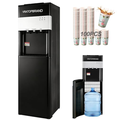 Lista de Despachador de Agua Con Frigobar - solo los mejores. 41 VRATOPBRAND Dispensador de Agua Garrafón Oculto con 100 Vasos de Papel, Despachador de Agua Frío, Caliente y Al Tiempo, Acepta Garrafones de hasta 5 Galones, Ideal para Hogar y...