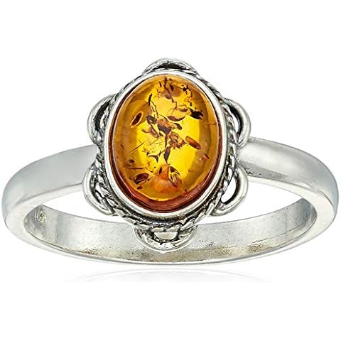 HolidayGiftShops Sterling Silver and Baltic Amber Adult Ring Brittany- Size 9 Cover