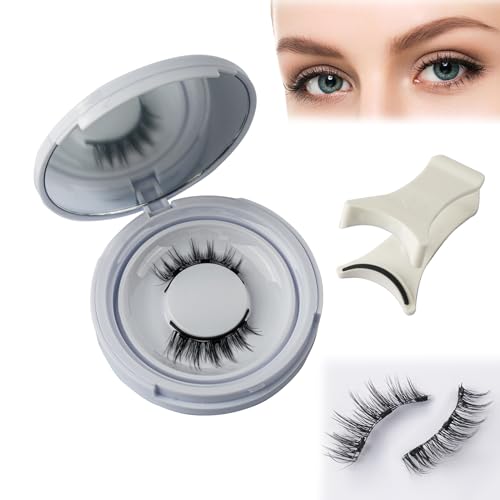 SSKHE Magnetic Eyelashes with Applicator Natural Look, Reusable Natural Manga Magnetic Lashes Kit, No Glue Needed Eyelashes with Magnets, Easy to Wear and Remove for All-Day Comfort