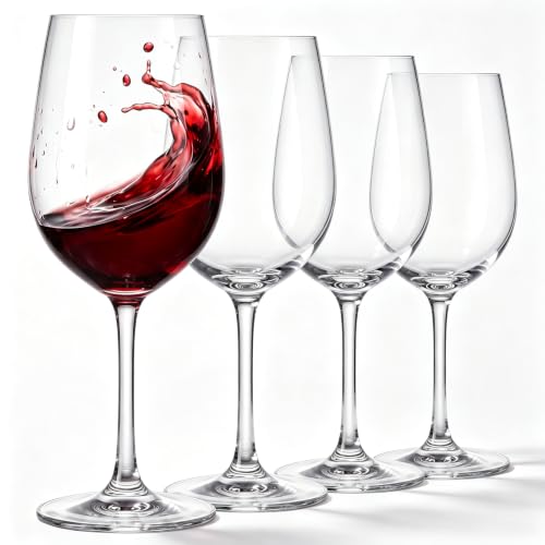 Purpeak Set of 4 Unbreakable Plastic Wine Glasses, 19 oz Clear Reusable