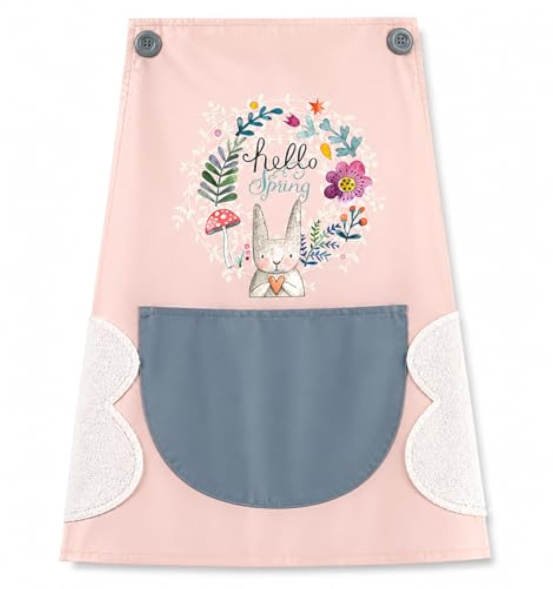 Cute Bunny Floral Print Kitchen Apron, Waterproof