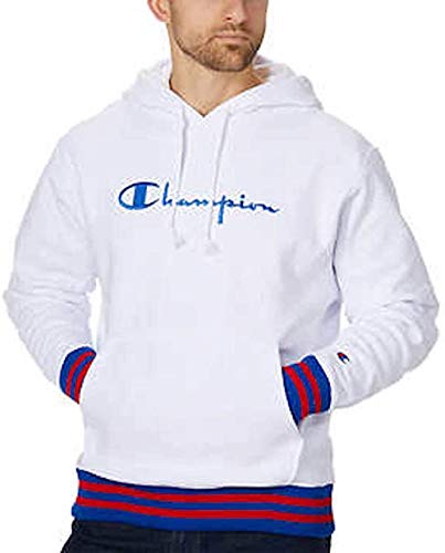 Champion Men's Heavyweight Reverse Weave Hooded Sweatshirt, (White