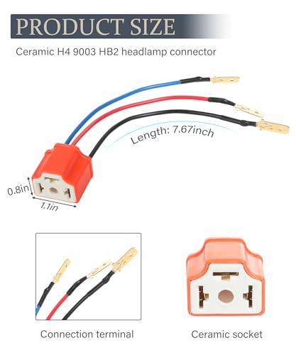Vargtr KMTST001 2Pcs Wiring Harness Plug,H4 9003 Hb2 Heavy Duty Ceramic Wiring Harness Sockets,Car Accessories Car H4/9003 Female Ceramic Headlamp,Female Connector For Truck Boat Headlights Or Fog Lights thumb #1