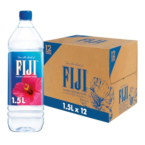 FIJI Natural Artesian Bottled Water 1.5 Liters / 50.7 Fl Ounce (Pack of 12) - 100% Natural Electrolytes