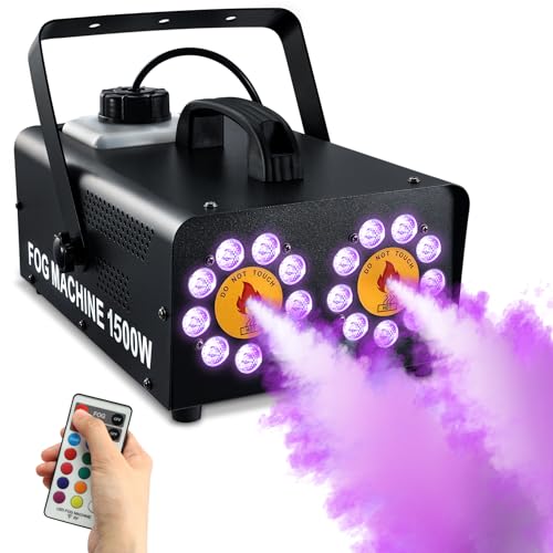 TCFUNDY 1500W Fog Machine with 18 LED Lights Effect, Dual Spray Smoke Machine,...
