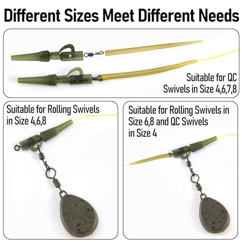 Alwonder 55pcs Carp Action Pack Fishing Accessories Include Swivels QC Swivels Safety Clip Anti-Tangle Sleeves - Image 3