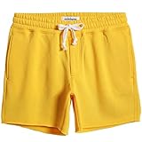 caloleyng Mens Cotton 5 Inch Short Casual Lounge Fleece Zip Pockets Pajama Running Jogger Athletic W