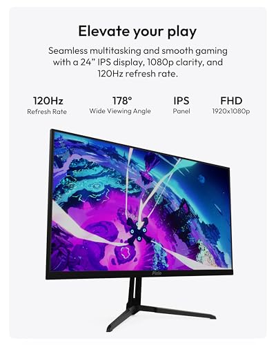 Image of Pixio PX246 Wave 24 inch 120Hz Refresh Rate FHD 1080p Resolution IPS Panel 4ms GTG Response Time Gaming Monitor and PS1S Wave Black Single Monitor Arm