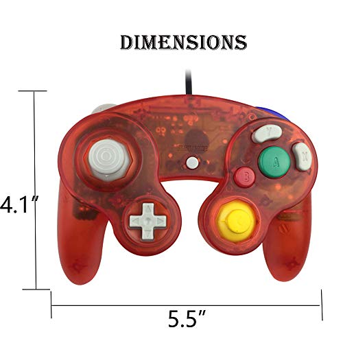 Image of Reiso Gamecube Controller, 2 Pack NGC Classic Wired Controller for Wii Game cube Console (Clear Red and Clear Blue)