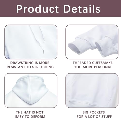 sublimation mens hoodies Polyester pullover blank plain white hoodie sweatshirt for men3