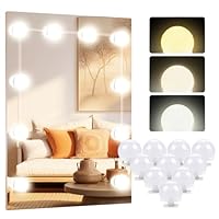 OSDUE 10 LED Spiegelleuchte, Hollywood Schminklicht für Spiegel, 3 Farbe Dimmbar Schminklicht, Schminktisch Leuchte, Make Up Licht, Schminkleuchte, Spiegellampe für Kosmetikspiegel, Badzimmer Spiegel