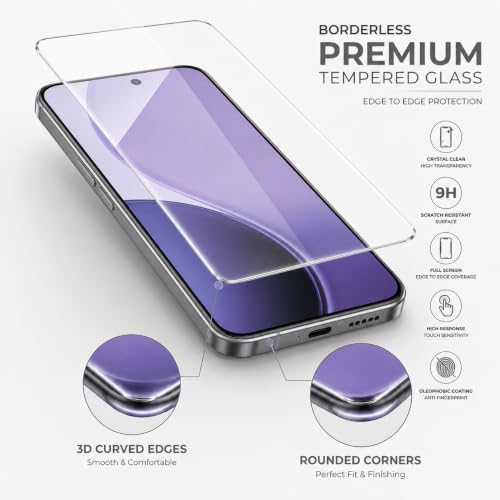 Image of ArmourPro 3D Borderless Tempered Glass for Oppo Reno 14 Pro, Set of 2 HD Clear Screen Protectors with 3D Curved Edges, 9H Hardness, Oleophobic Coating, Case Friendly