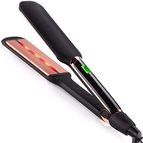 Plancha de Pelo Profesional Rizador de pelo de cerámica de iones negativos  infrarrojos LCD,Belleza negra Cerámica Avanzada con Perla Plancha de pelo  Plancha de Pelo,Digital, Keratina - PREYCA