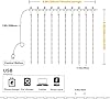 One94Store Plastic Fairy Curtain String Lights for Wall Decoration, Warm White USB Powered 300 LED's, 8 Flashing Modes, Window Backdrop Lights for Bedroom, Party, Diwali, Christmas - 3x3 Meter #2