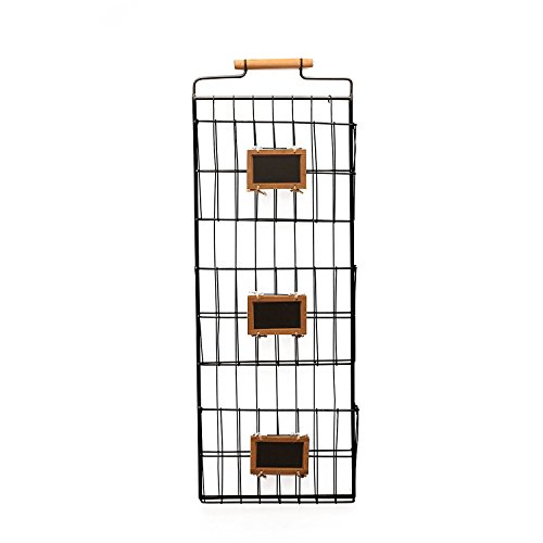 Wall File Holder with Wood Handle – Black, Three Tier Durable Metal Rack with Spacious Slots for Easy Organization, Mounts on Wall and Door for Office, Home, and Work – by Designstyles