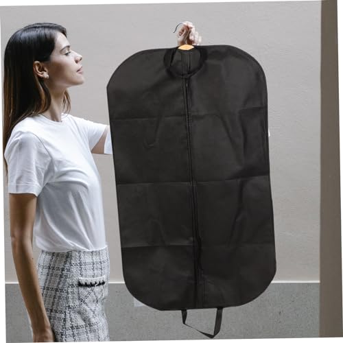 DECHOUS Suit Dust Cover Portable Hanging Garment Bag Business Folding Clothes Protector for Travel and Long-term Storage Black Medium3