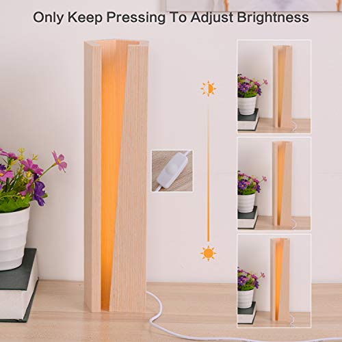 Wood Desk Lamp, Bedroom Warm Night Light, Dimmable Led Wooden Lights, Creative Home Decor Accessories, Gift for Men Women Teens Children Kids(9.5 inch) - Thumbnail 3