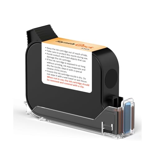 Image of 42 ml Quick-Dry Solvent Ink Cartridge for SH1, Black, 0.5 Inch | Original Replacement Cartridge for SH1 Handheld Inkjet Printer with Fast-Drying Solvent-Based Black Ink