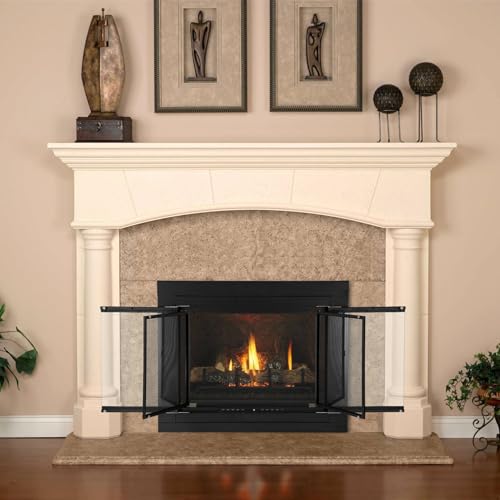 Image of Stanbroil Fireplace Glass Cabinet-Style Door, Black, Small