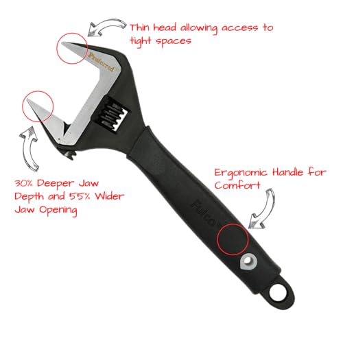 Proferred Plumbing Adjustable Wrench, Black Phosphate Finish, 4 Available Size Options 6-inch, 8-inch, 10-inch, 12-inch - T08002 - Image 4