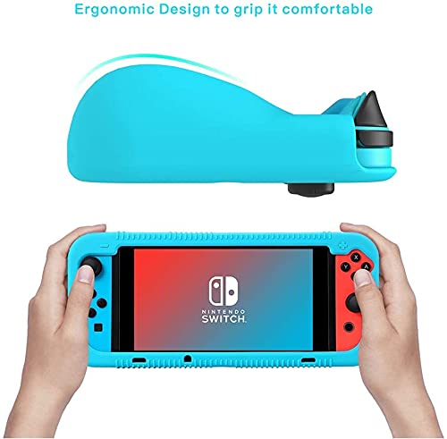 Miniatura 2 de Teyomi Protective Silicone Case for Nintendo Switch, Grip Cover with Tempered Glass Screen Protector, 2 Storage Slots for Game Cards,