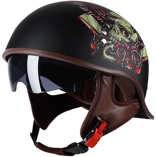 Demi-casque de moto rétro ouvert pour cyclomoteur et adulte homme femme