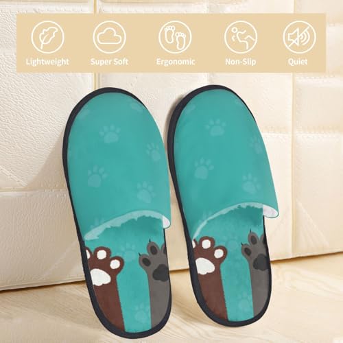 Cute Cat Paw And Dog Print House Slippers For Women And Men,Soft Slippers With Memory Foam,Non-Slip Indoor Home Shoes2