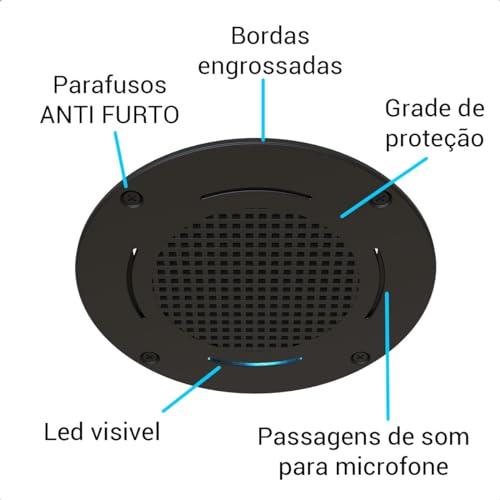 Suporte Redondo de Embutir para Alexa Echo Pop, Antifurto Gradeado e Aparafusado, Ideal para Ambient