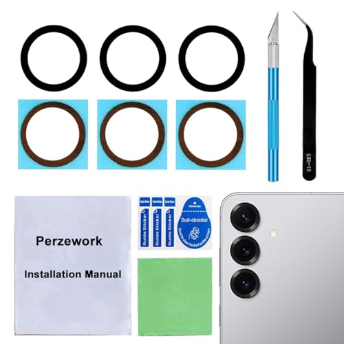 Perzework 2 Sets Rear Back Camera Lens Glass Replacement for Samsung Galaxy S25+ Plus 6.7-inches with pre-Installed Adhesive and Reparing Toolkit
