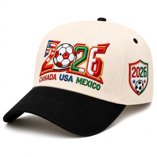 2026 World Cup Soccer Fan Baseball Cap USA Canada Mexico Inspired Embroidered Cotton Hat Adjustable Game Day Sports Cap Black