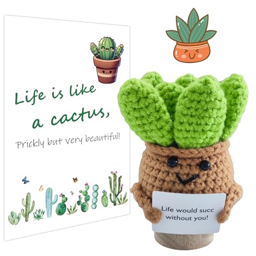 Pocket Hug Sukkulenten, Emotionale Unterstützung Sukkulenten Getopft, Lustige Gestrickte Positive Sukkulenten mit Aufmunternder Karte, Niedliche Puppe Ornamente für Zimmer Büro Desktop Dekor., 8.99 €