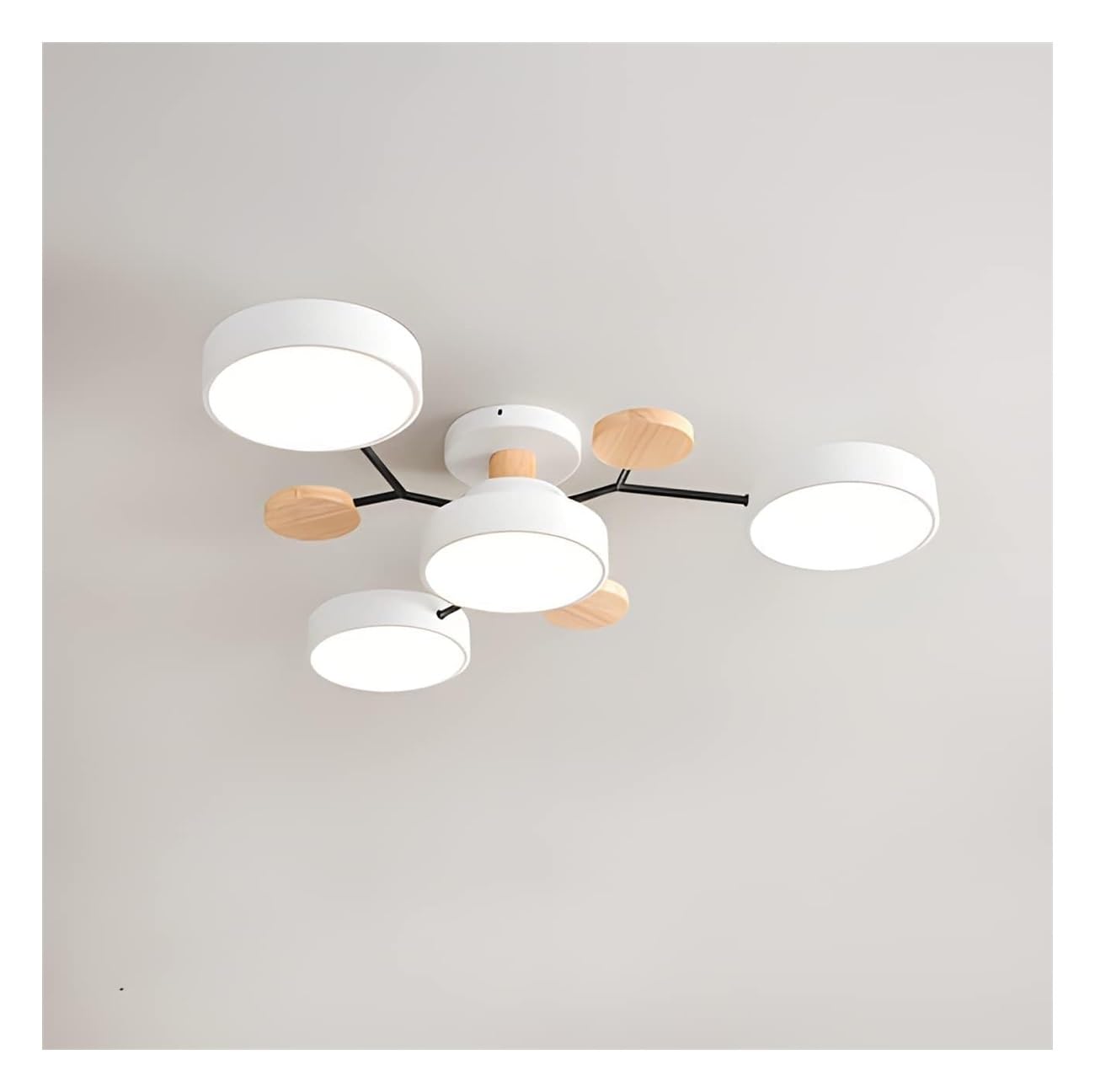 LYMSXAZOU Ceiling Lighting Circular Acrylic LED Light Nordic Modern Semi Flush Mount Lamp Close To Fixtures for Living Room Dining Bedroom Hallway Kitchen(White-4 Heads,White